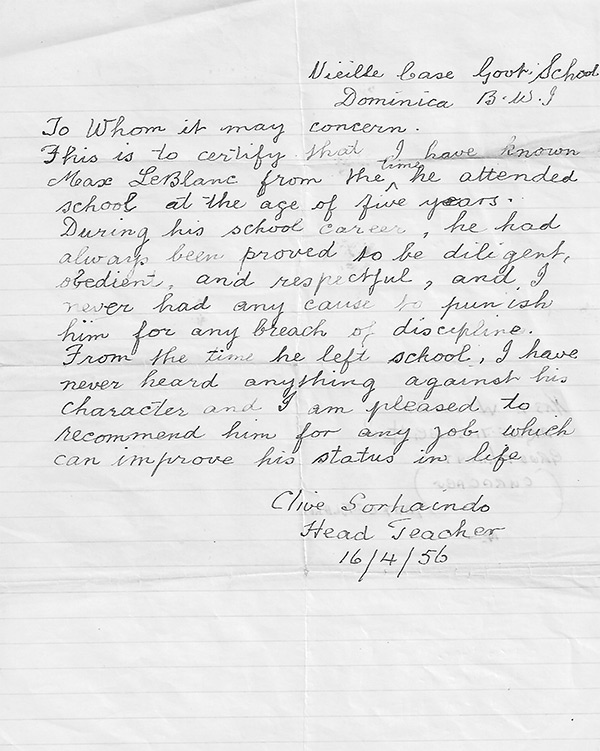 Letter of reference